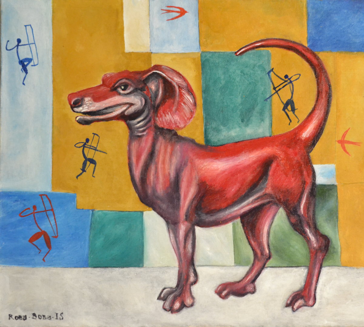 Картина гуашью, чернилами. Смешанная техника. Холст на оргалите. Под лаком.  40 см х 45 см. Художник Roba*Boba*IS.