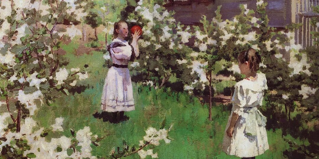 Нежные краски заката, тонкие цветущие деревца, юные девушки - Весна на картинах В. Борисова - Мусатова