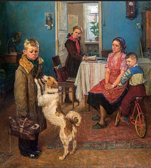 Фёдор Решетников. Опять двойка, 1952. Государственная Третьяковская галерея, Москва