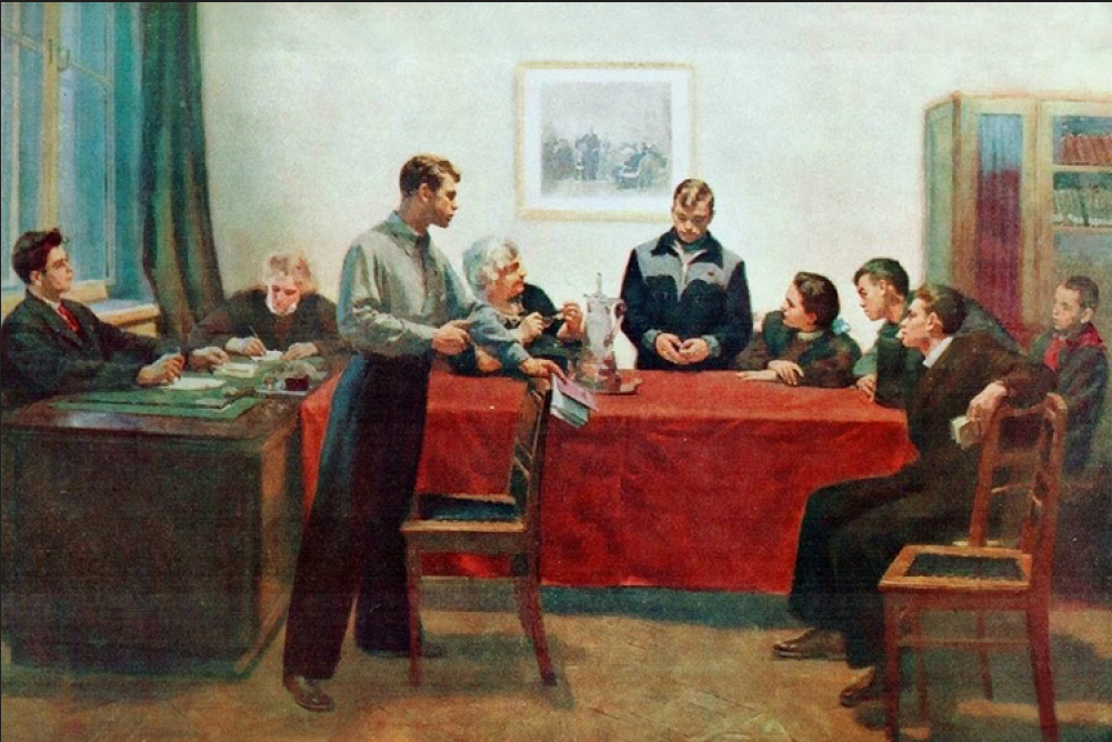 Сергей Григорьев. Обсуждение двойки, 1950. Государственная Третьяковская галерея, Москва