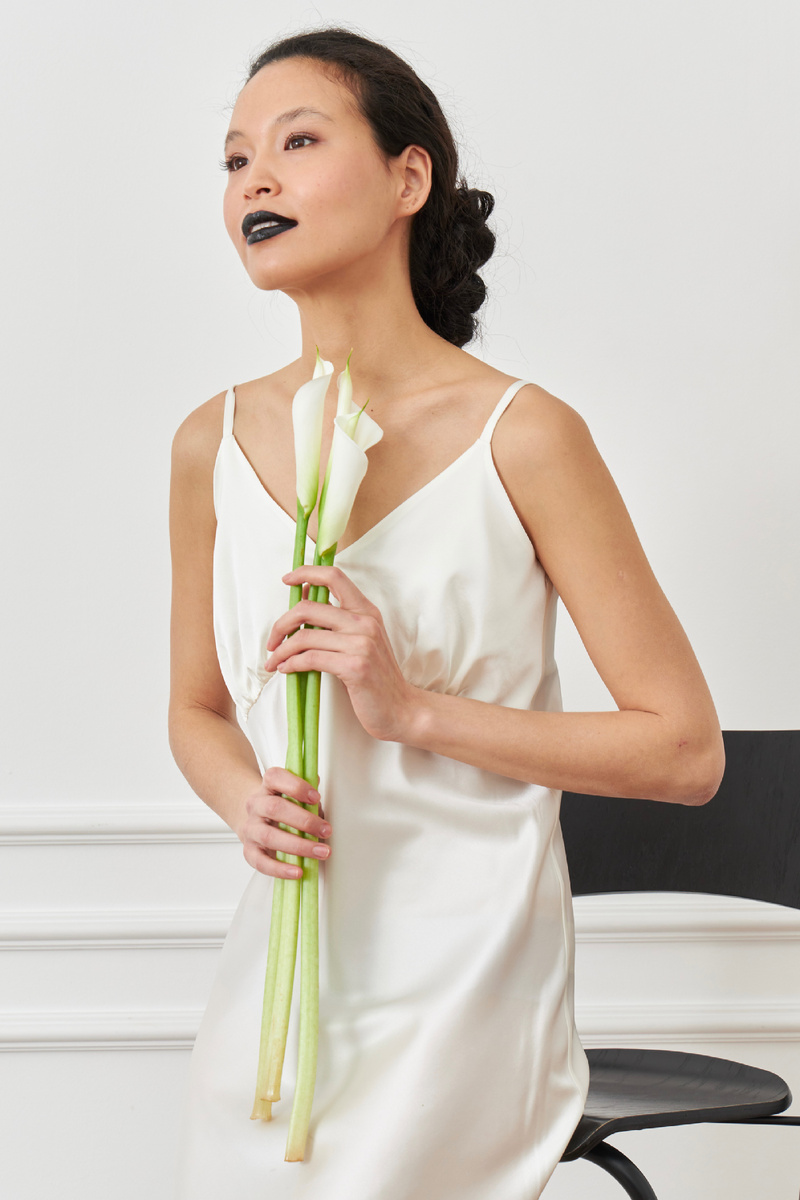 Шелковое платье комбинация Nymph White