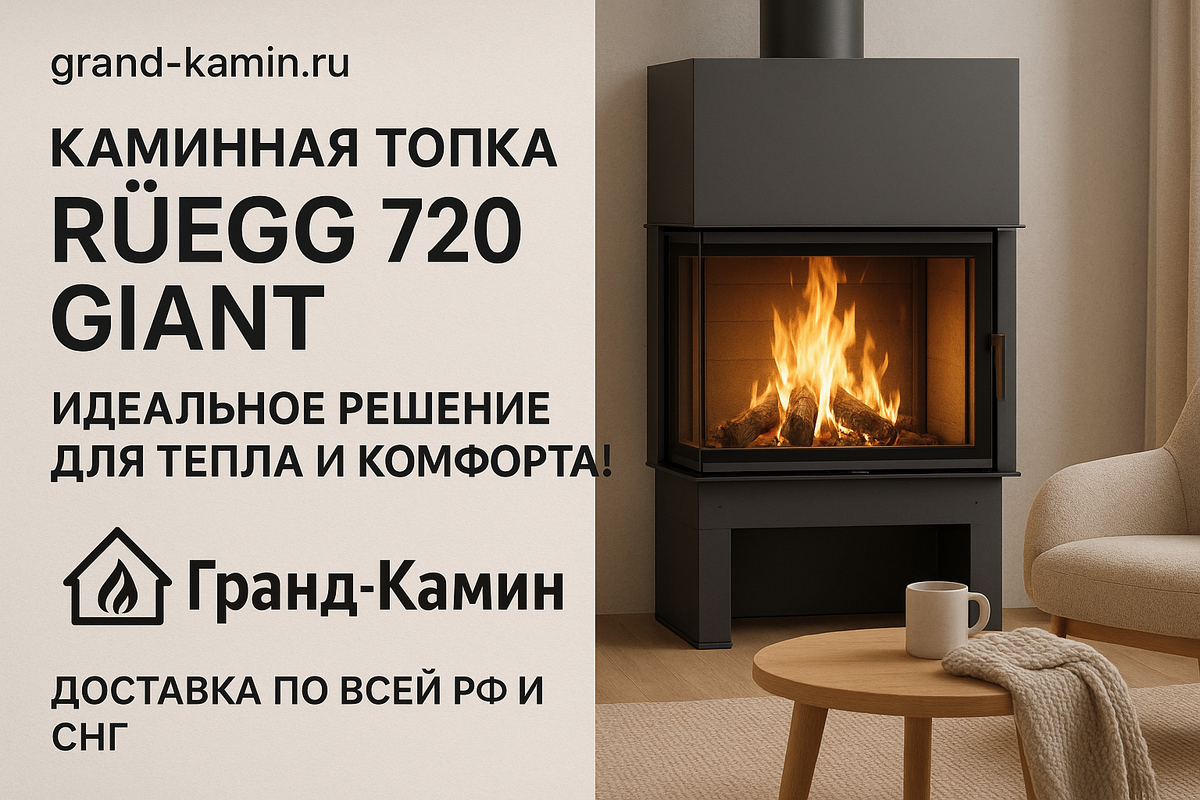    Каминная топка Ruegg 720 Giant: создайте атмосферу уюта и тепла в вашем доме с помощью дровяного огня Kamin
