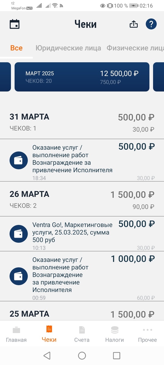 Доходы за март