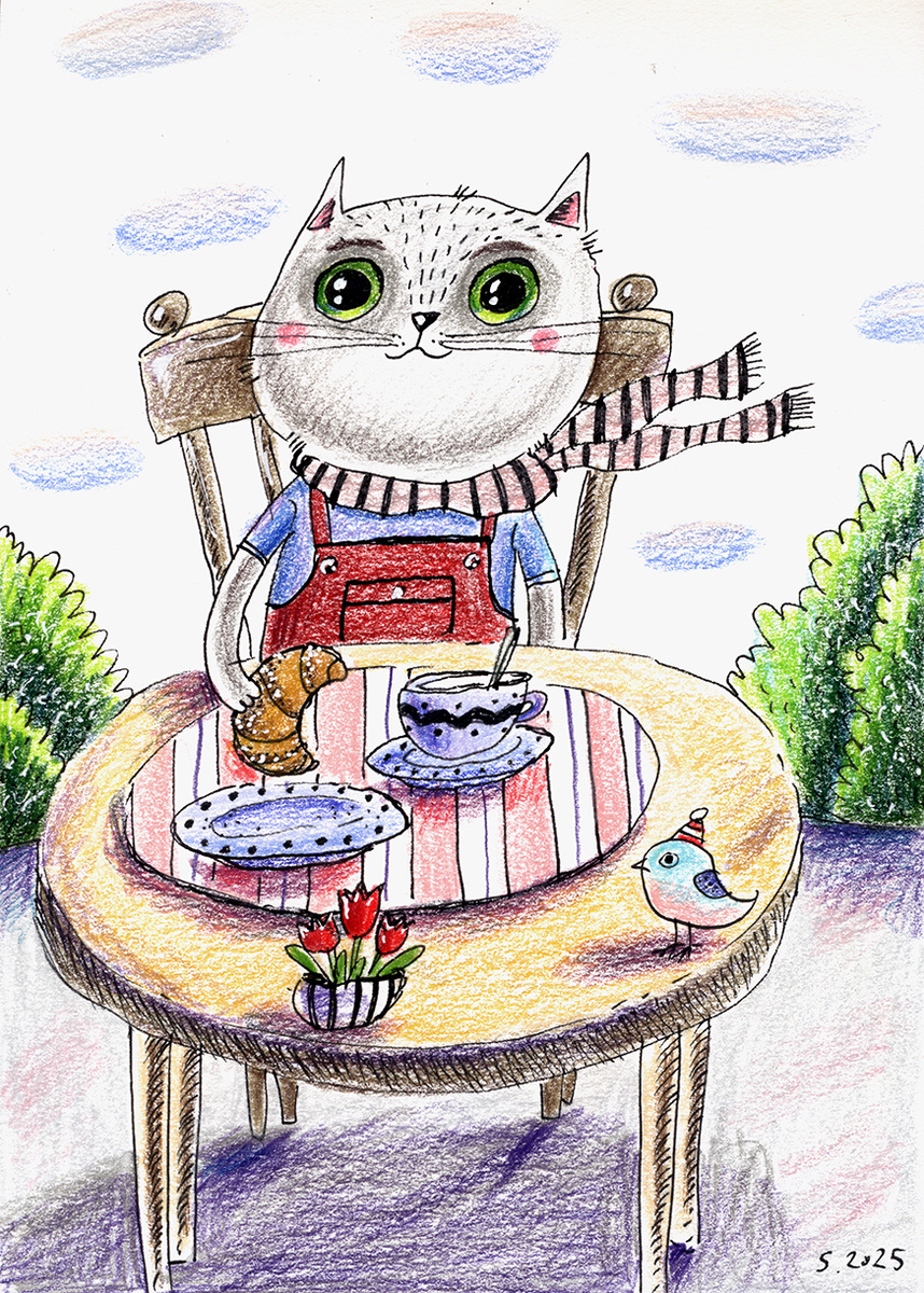 Скетчбук для графики, цветные карандаши. Рисунок автора канала.