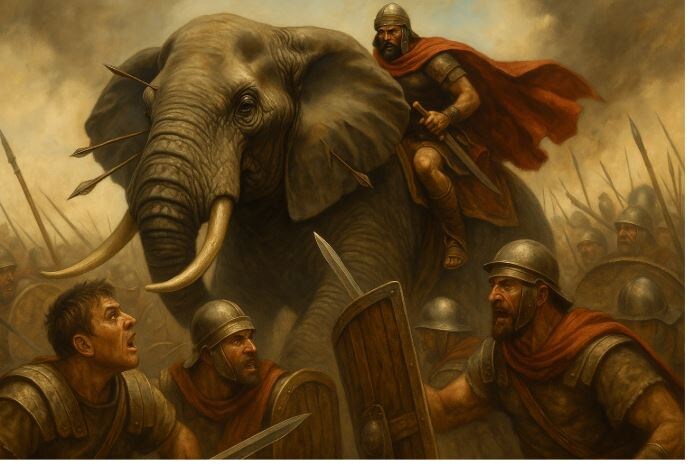 Слоны Ганнибала, здесь и далее - рисунок нейросети.