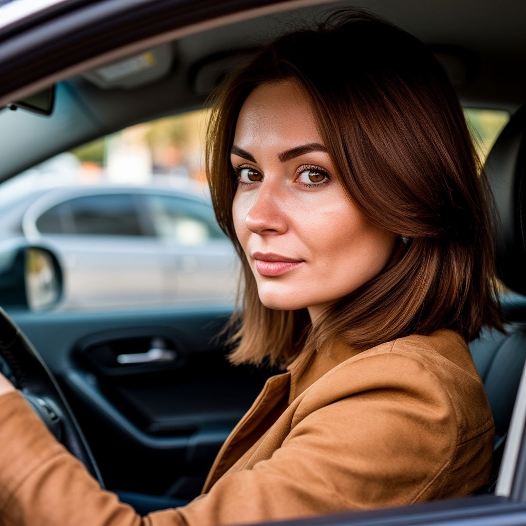 Анна за рулём