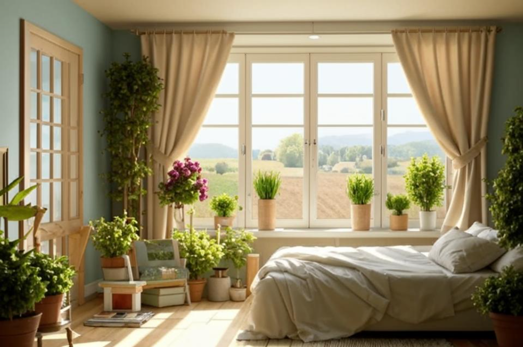 Солнечный свет, яркая зелень, чистота создают радостное, творческое настроение