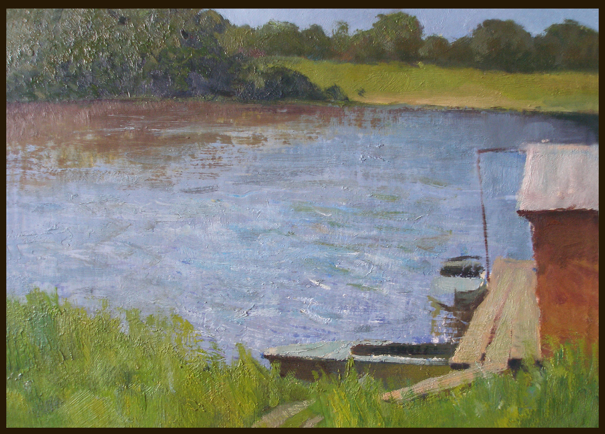 Лодки, 2008 г., материалы: бумага, масло, размер: 28,5 х 40,5 см. Источник: https://artsreda.ru