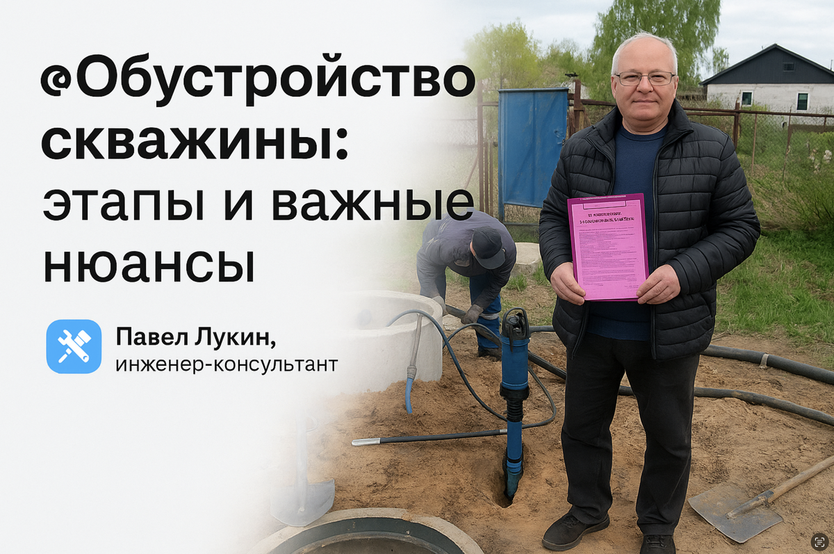 На объекте, во время обустройства скважины — установка насоса и подключение труб в кессоне на частном участке