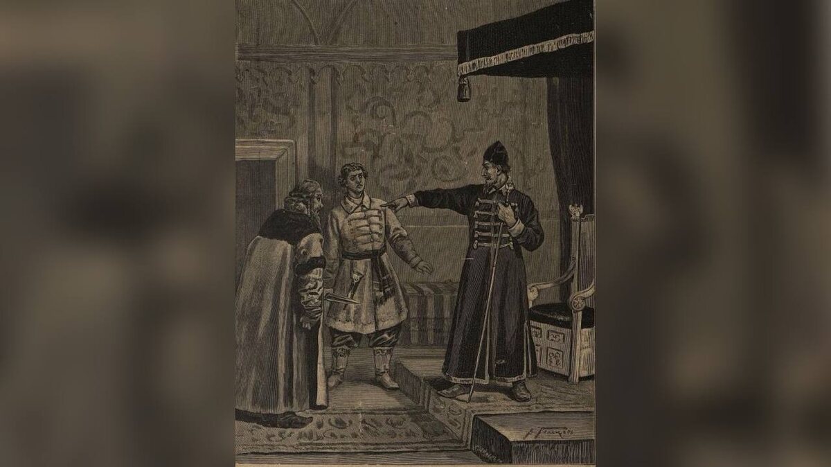 Иван IV Грозный и Басмановы, литография кон. XIX в. Источник: wikipedia