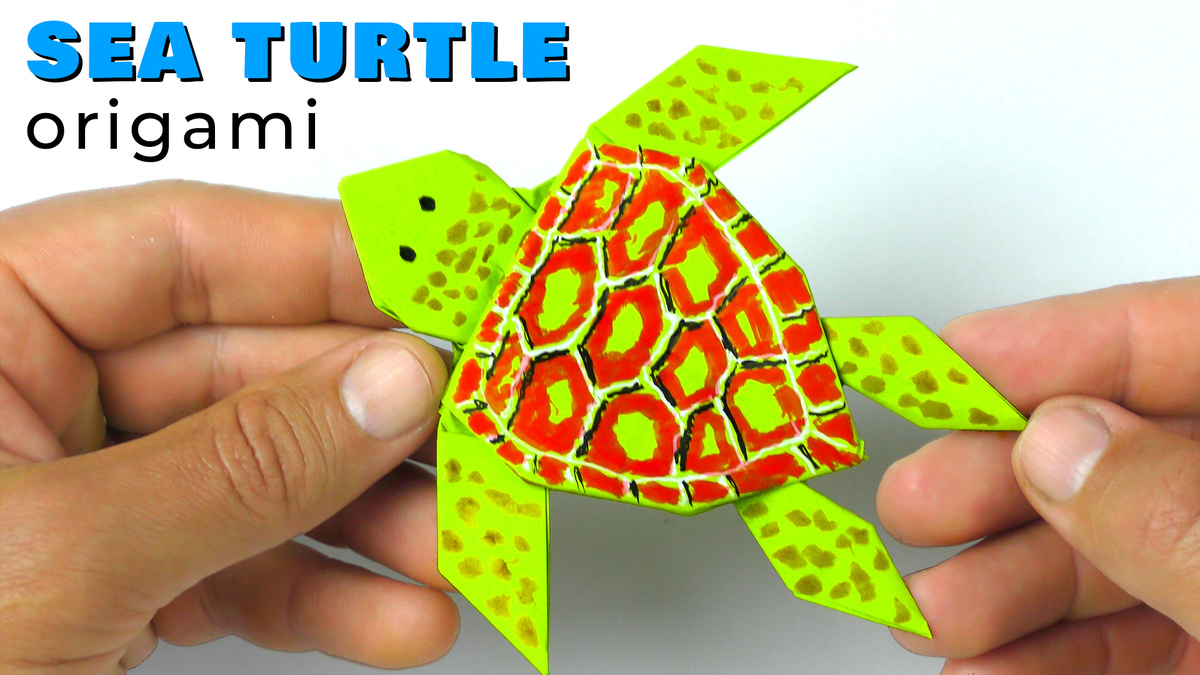 Оригами черепаха из бумаги