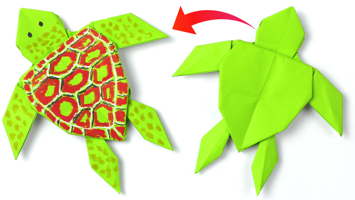 Раскраска оригами черепахи из бумаги