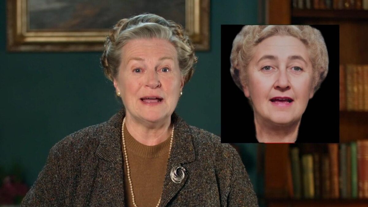 Вивьен Кин и цифровой дипфейк Агаты Кристи. Фото: BBC Maestro