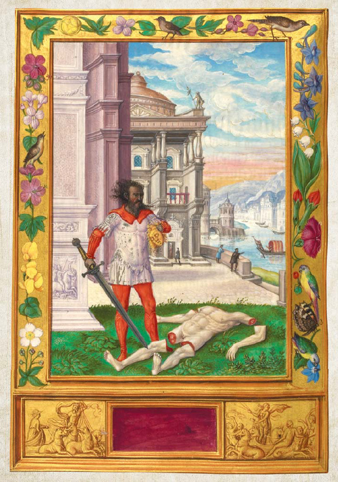 Иллюстрация 10. Расчленённое тело с золотой головой. «Splendor Solis. Все секреты алхимического трактата».