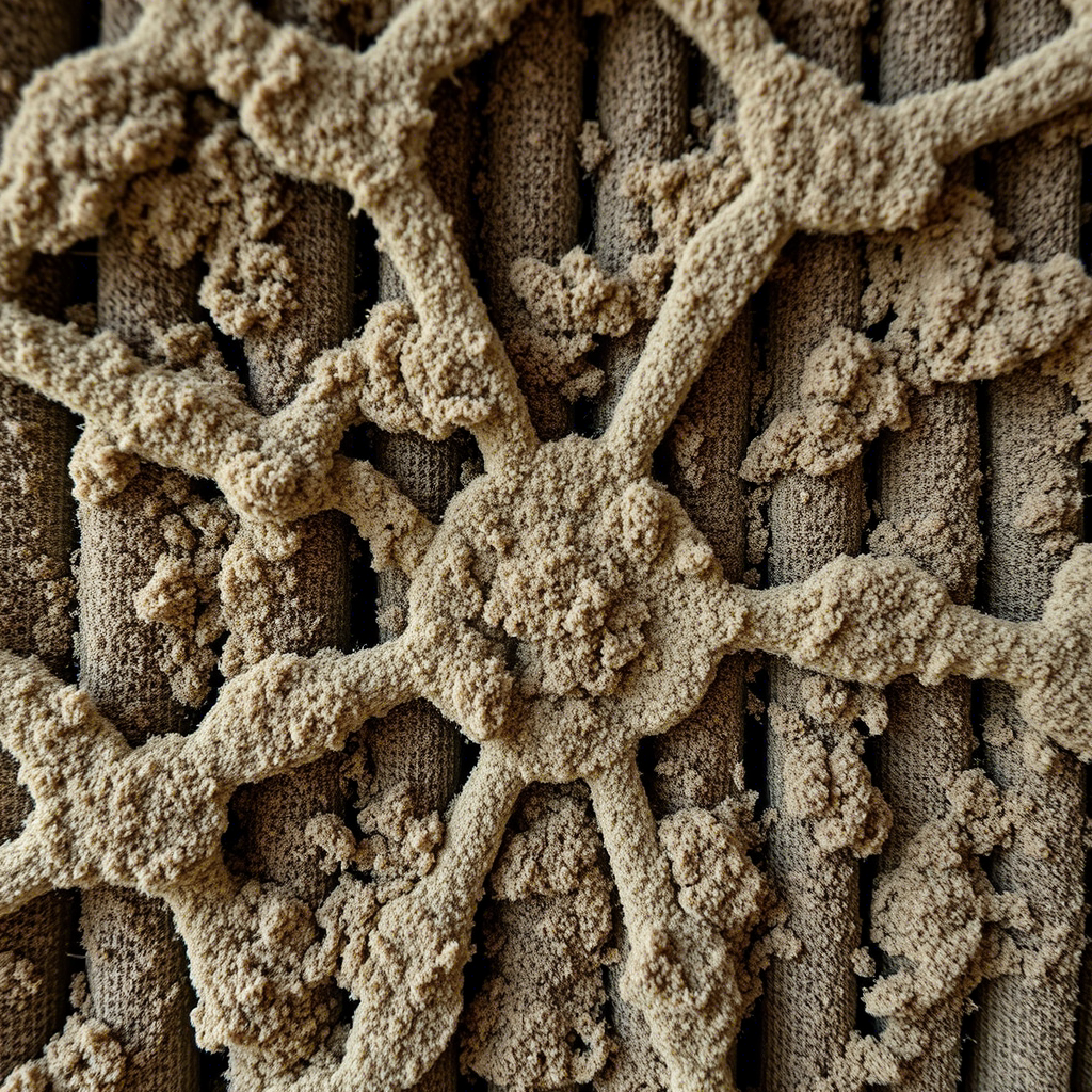 Старый HEPA-фильтр крупным планом: "Грязный фильтр с видимым налётом пыли и плесени.