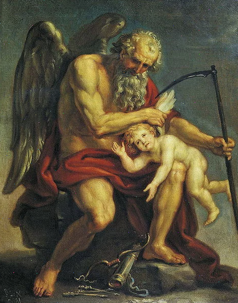 И.А.Акимов. Сатурн с косой, сидящий на камне и обрезывающий крылья Амуру. 1802. Государственная Третьяковская галерея