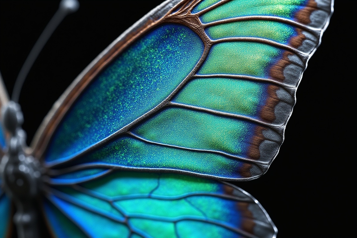 Cнимок крыла бабочки Morpho под электронным микроскопом
