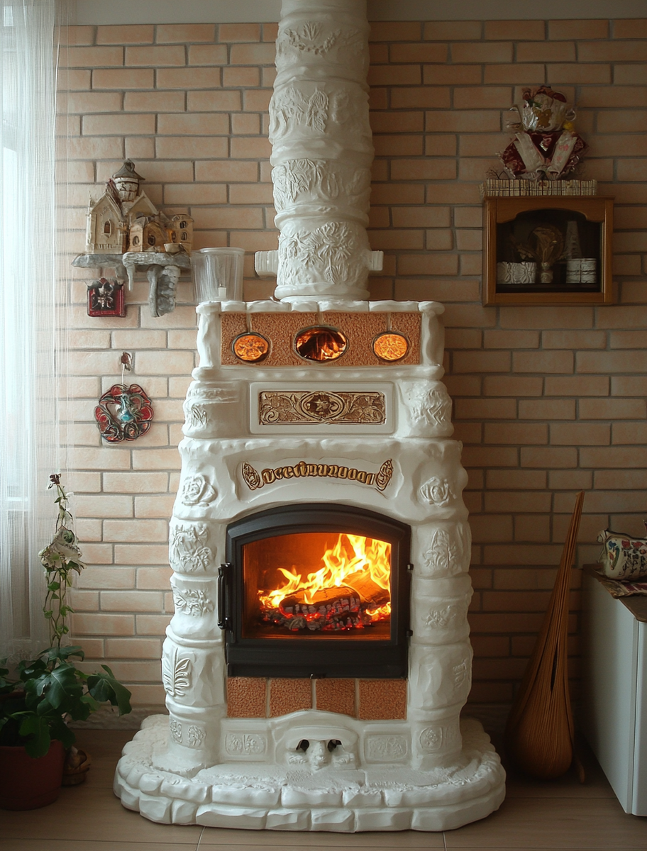    Камин «Аляска» — превратите свой дом в уютную крепость с помощью изразцовой печи-камина от Flammen Amadeus Kamin
