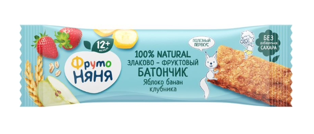 Батончик Фруто Няня злаково-фруктовый яблоко-банан-клубника