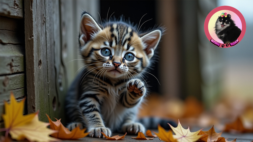 котенок косолапик сидел на улице