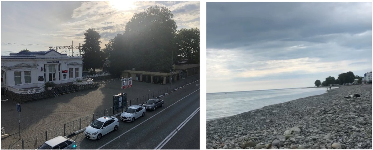 Фото автора, май 2024 год: ж/д вокзал в Лазаревском и морской берег