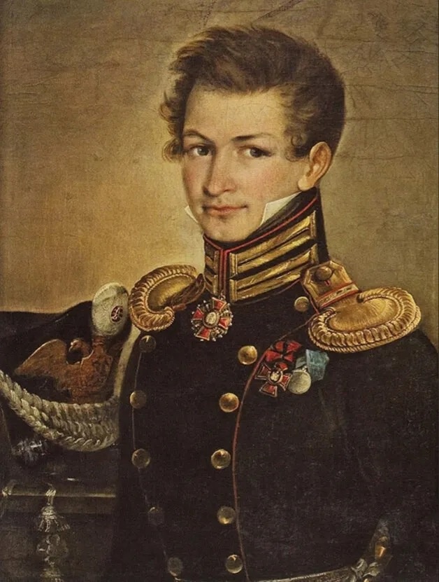 Неизвестный художник. "Портрет поручика Лейб-гвардии Финляндского полка Дмитрия Ниловича Казина", 1814 год. Источник: www.OK.ru 