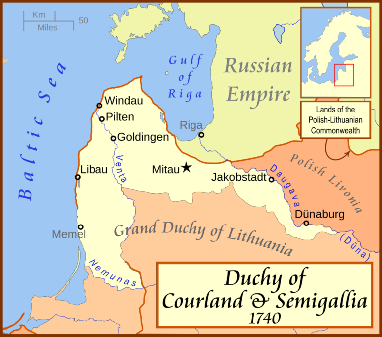 Карта Курляндии вошедшей в состав России