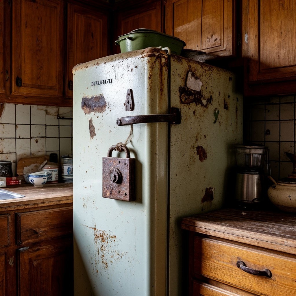 Замок на холодильнике, творчество нейросети