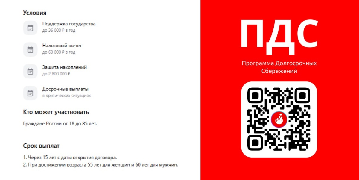 Основные условия программы доолгосрочных сбережений с поддержкой государства.