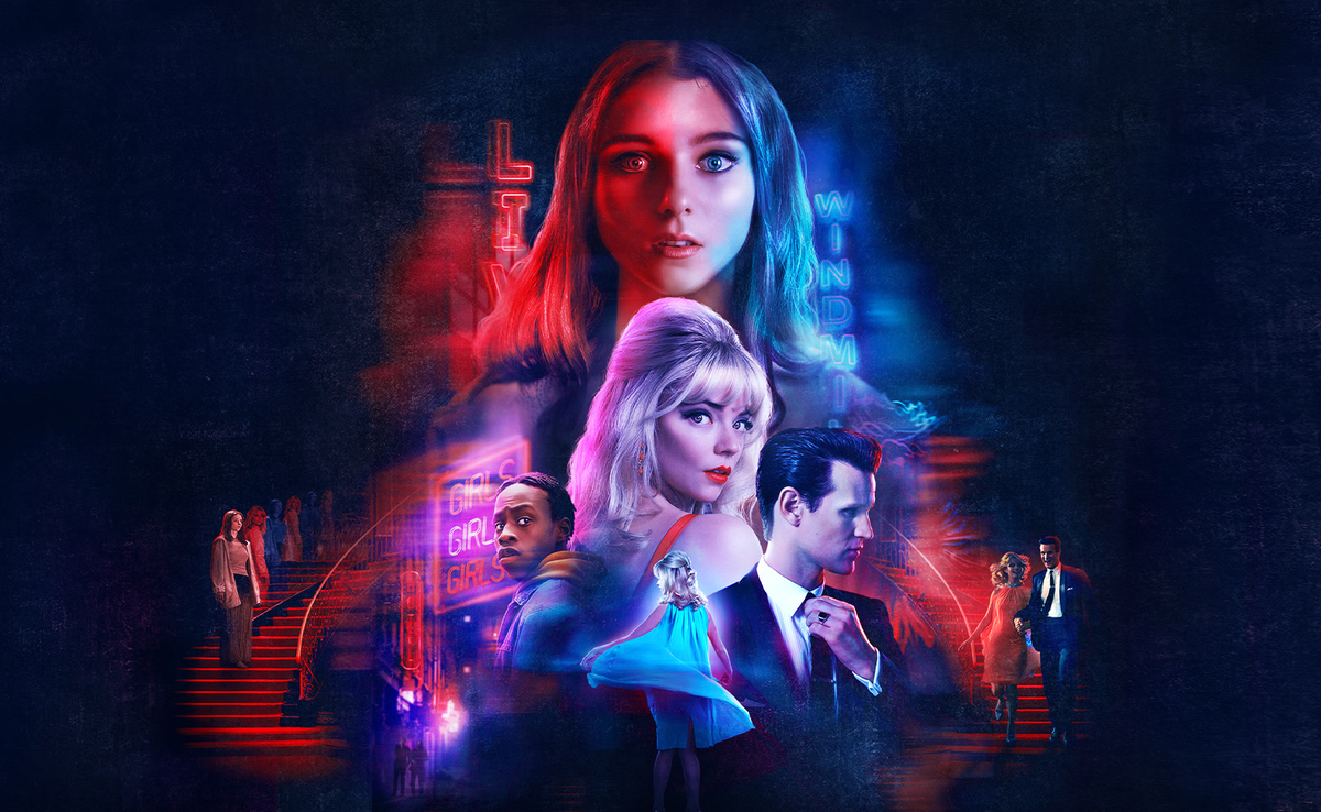 Постер фильма "Прошлой ночью в Сохо" 2021 г. Изображение и авторские права, принадлежат правообладателям и в статье, присутствует с целью ознакомления.