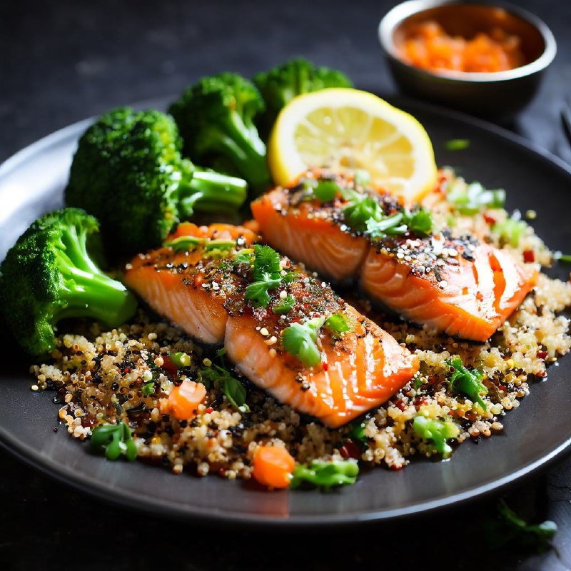 СОЧНЫЙ ЛОСОСЬ В МЕДОВО-ИМБИРНОМ ГЛАЗУРИ С КИНОА И ОВОЩАМИ НА ГРИЛЕ: ВКУС, КОТОРЫЙ ОБНИМАЕТ ДУШУ