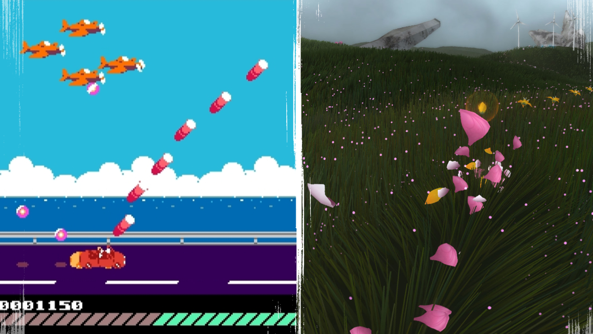 Скриншот Seaside Drive и скриншот Flower (взят из публичных источников)