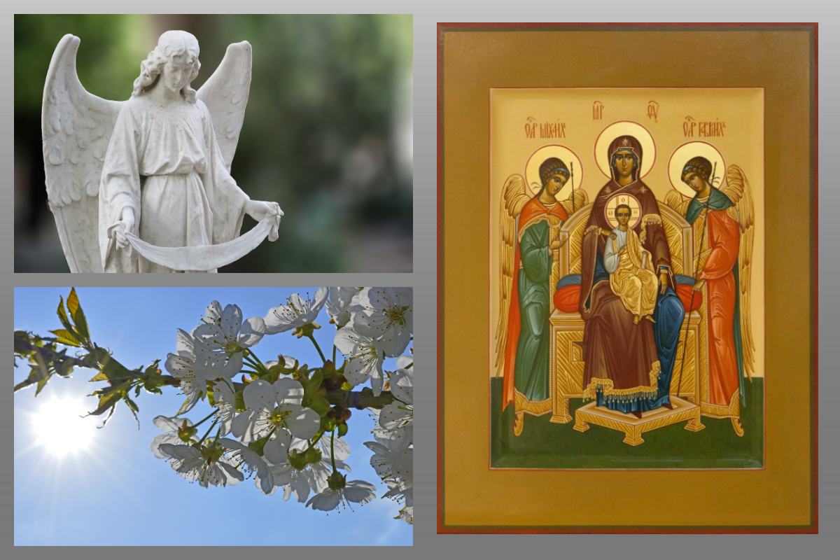 Икона Богородицы Кипрская/azbuka.ru, весна, ангел/pixabay.com