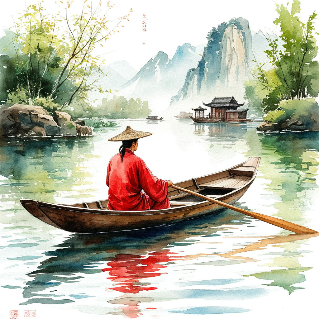 Озеро глазами кота Ти — иллюстрация, созданная искусственным интеллектом по моему запросу