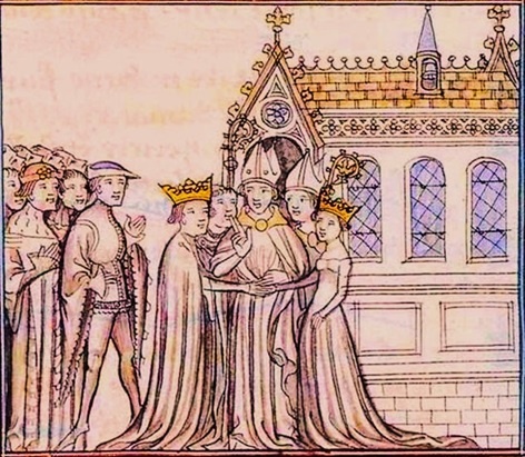 Свадьба Людовика Молодого и Алиеноры Аквитанской. Средневековая французская миниатюра