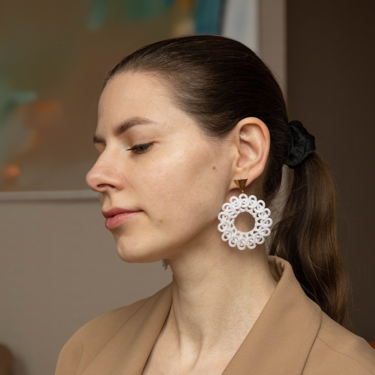 Серьги в технике фриволите. Автор - Анастасия Богданович