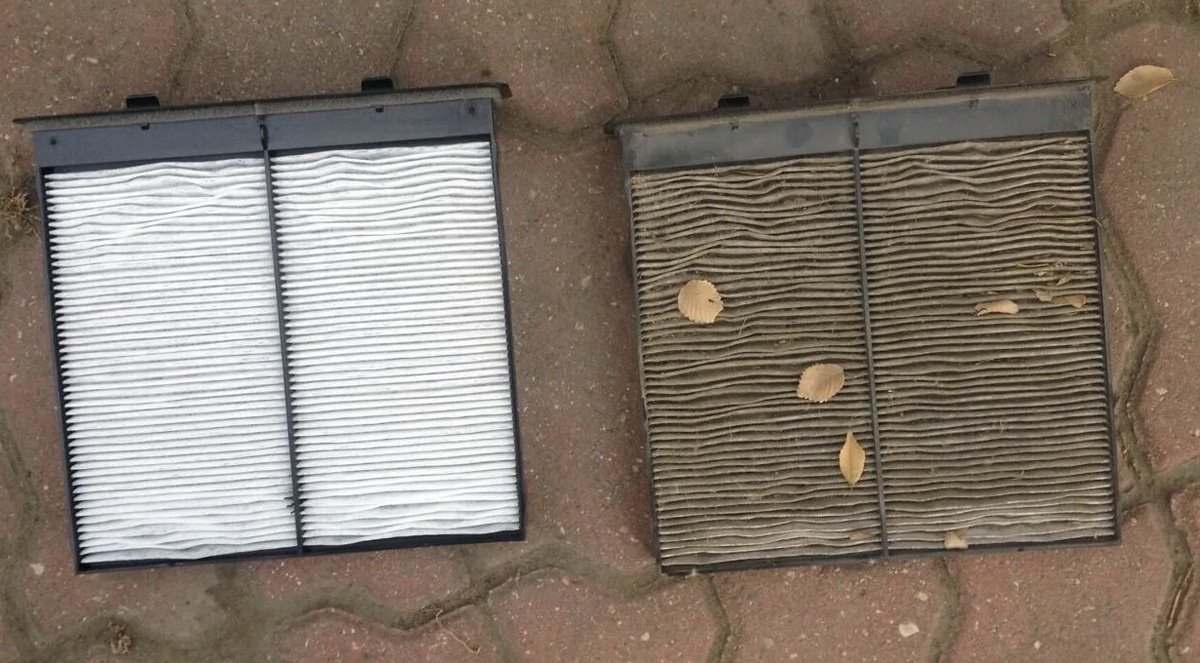 Чистый и грязный салонные фильтры. 