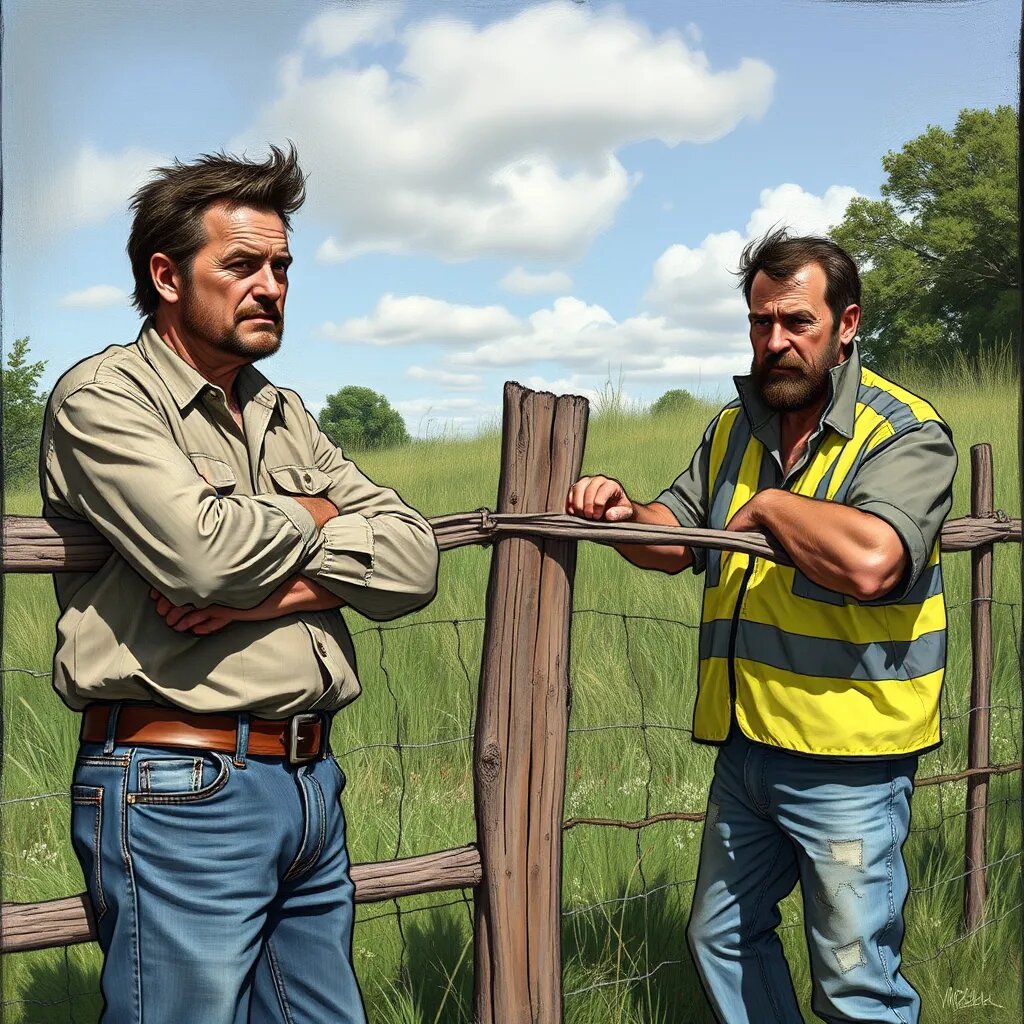 Обсуждают, чей забор. Картинка сгенерирована нейросетью.