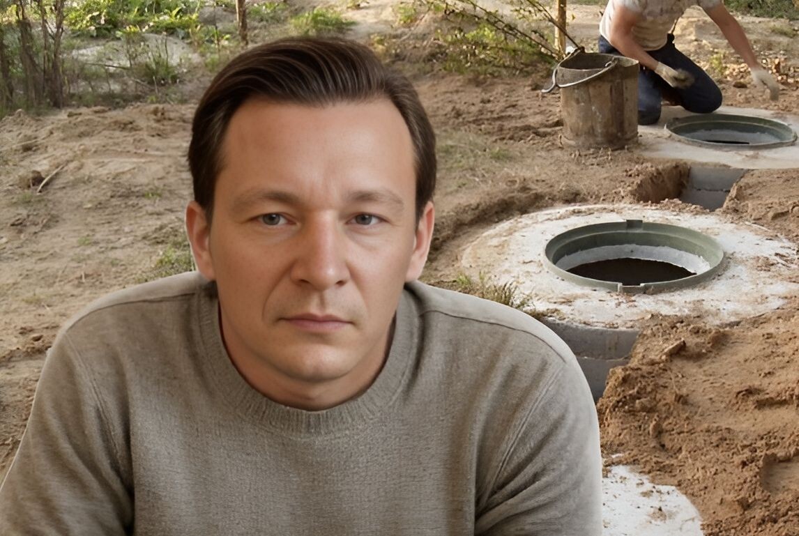 Автор данной статьи на фоне колодцев из колец