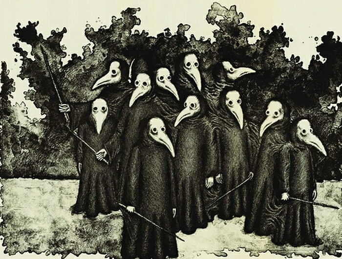 Иллюстрация с чумными докторами.