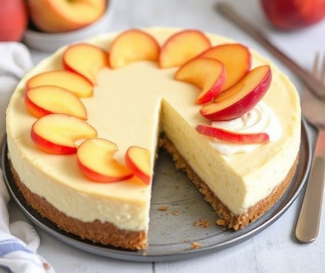 Чизкейк с персиками без выпечки 