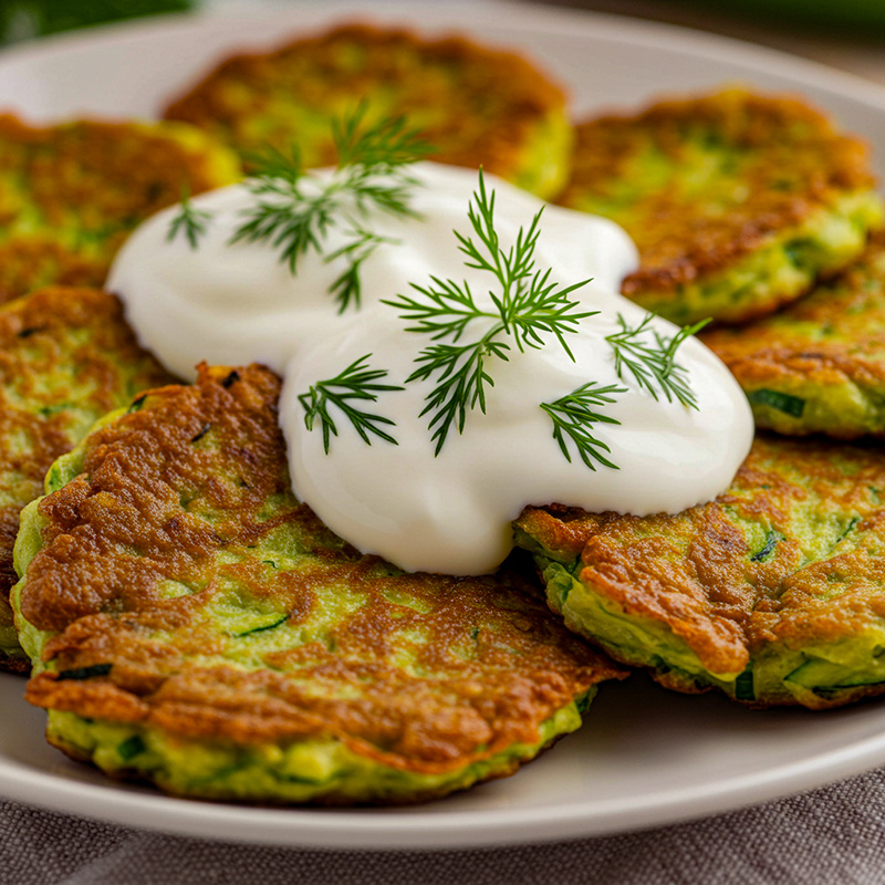 Кабачковые оладьи с зеленью и чесноком