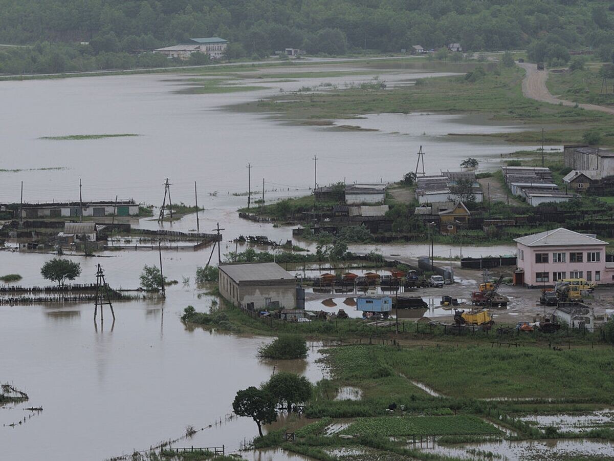    Разлившаяся после обильных осадков река Рудная в Приморье© Фото : Блогер Андрей Шпатак