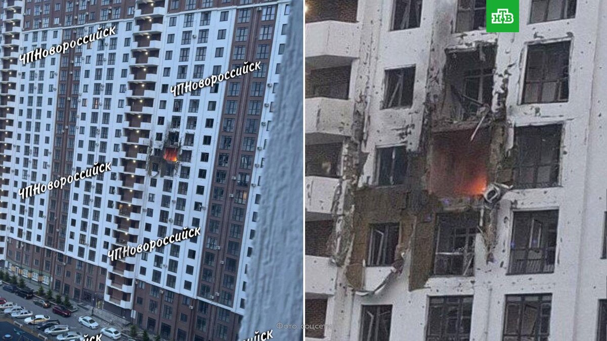   Очевидцы показали кадры последствий атаки дронов в Новороссийске