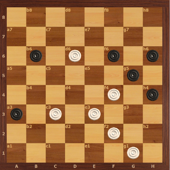 1.B4 2.E5 3...D6 4.B8 C5 5.F4X