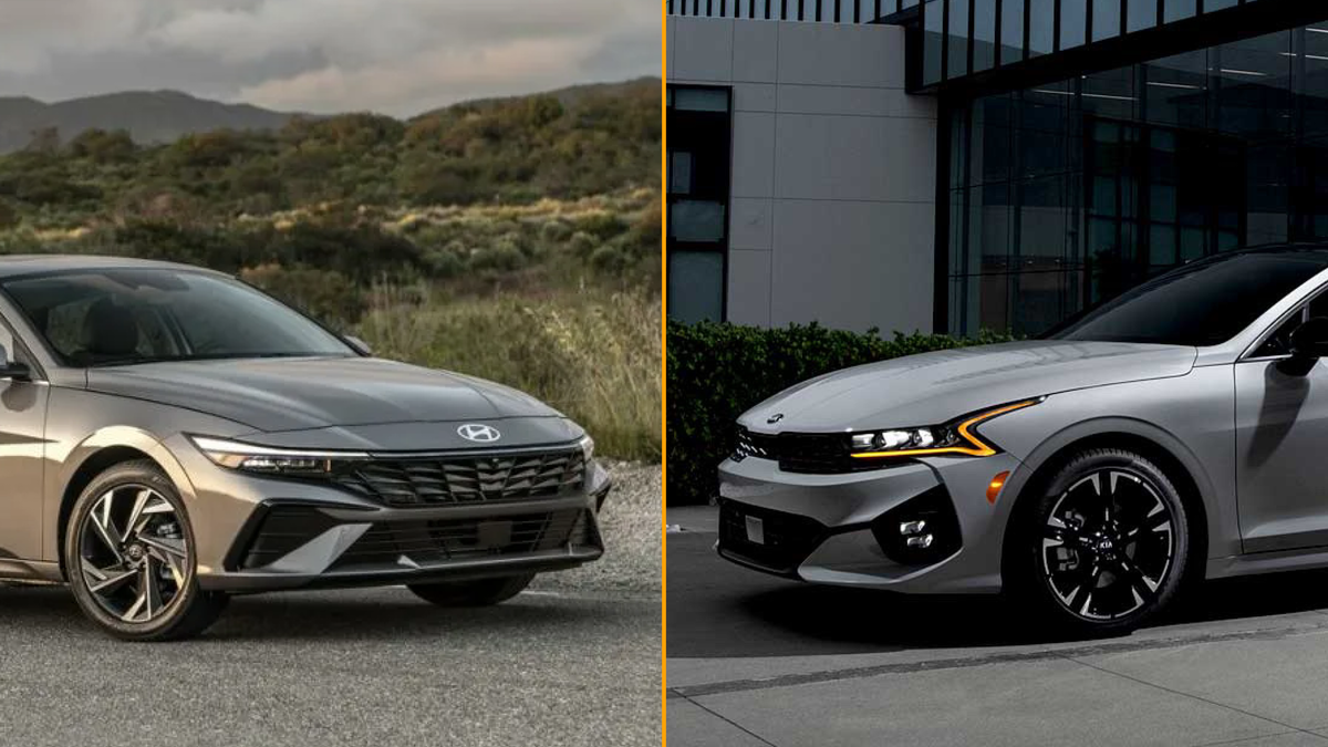 Автомобили слева направо Hyundai elantra / KIA K5