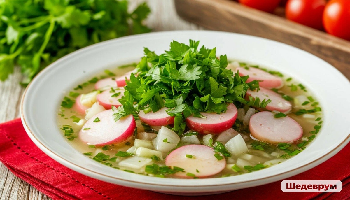 Так видит окрошку ИИ (Шедеврум)