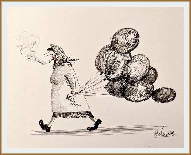  КАРИКАТУРА ОТ ХУДОЖНИЦЫ АНАСТАСИИ НИЛЬСКОЙ  " ВТОРОЕ МАЯ "  18х18 см. 2025 г. Спб