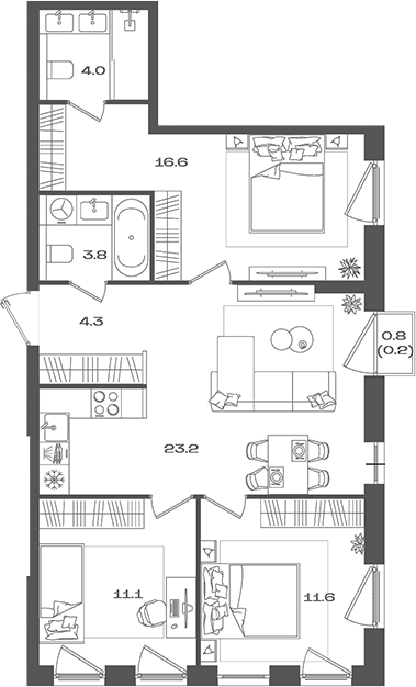 Планировка картиры на 24 млн