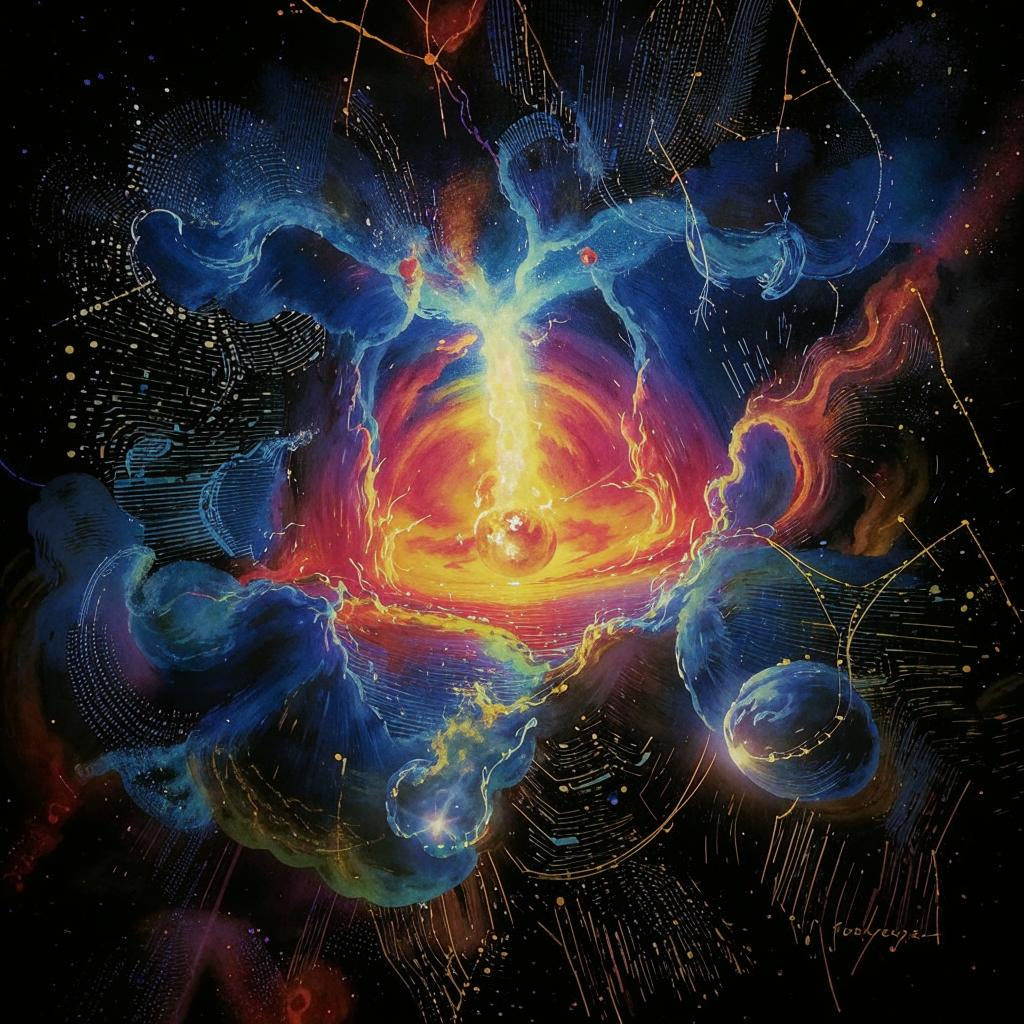 изображение инфлатоновой частицы, символизирующей начало Вселенной